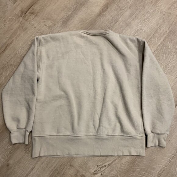 Hey Dude Shoes Tan Beige Women's Medium Crewneck Sweatshirt Pullover Black Logo - Picture 6 of 6